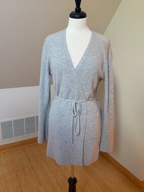 Theory Cashmere Wrap Sweater with tie waist.